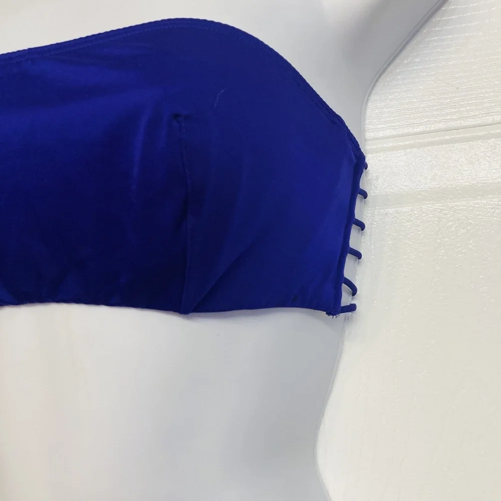 Victoria's Secret Bandeau Strapless Unlined Bra Women 34C Blue Strappy Cage Back